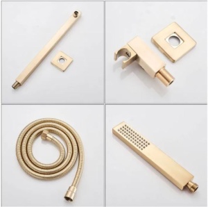 Set baterie PRO6 incastrata in perete cu doua functii, Gold Mat - Img 4