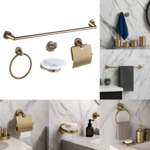Set de accesorii pentru baie 5 in 1 Colin Auriu Periat - Img 2