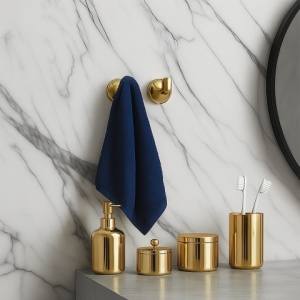 Set de accesorii pentru baie 5 in 1 Colin Golden Retro - Img 10
