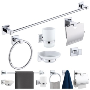 Set de accesorii pentru baie 6 in 1 DYLAN Crom - Img 8