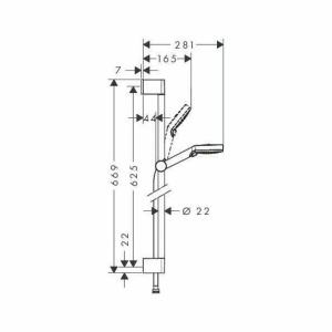 Set de dus cu bara Hansgrohe Crometta New 100 Vario crom - alb - Img 2
