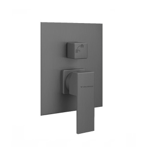 Set de dus incastrat, grafit periat, cap de dus subtire Veldman Quadro Grafit, 30 cm cu perie - Img 5