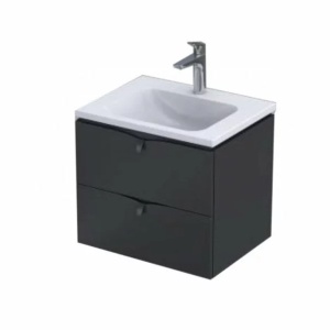 Set dulap baza suspendat cu lavoar compozit Oristo Siena Amelia negru mat 60 cm