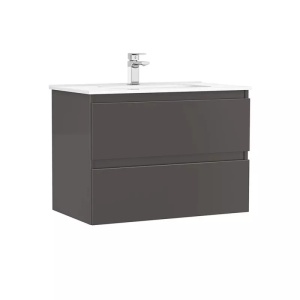 Set mobilier baie suspendat Gala Daily antracit lucios 80 x 46 x 56.5 cm cu lavoar 80 cm