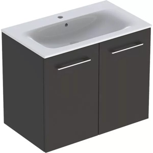 Set mobilier baie suspendat Geberit Selnova Square cu lavoar 80 cm 2 usi lava mat