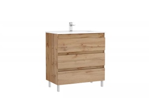 Set mobilier pe pardoseala cu lavoar Gala Daily stejar rustic 80 x 46 x 57 cm 3 sertare