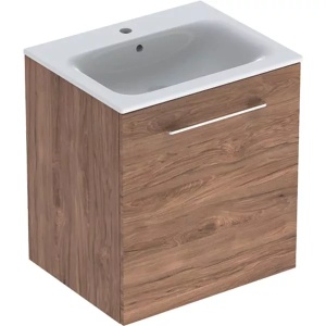 Set mobilier suspendat cu lavoar Geberit Selnova Square 60 x 48 cm nuc american