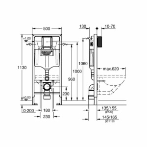 Set rezervor incastrat Grohe Rapid SL pentru vas wc cu clapeta cromata Skate Cosmopolitan - Img 3