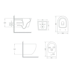 SET Vas WC+BIDEU VILA WHITE, Sistem inovator de spalare Rimless Tornado, Suspendat, Ceramica sanitara, Capac Slim Premium Soft-Close Inclus, - Img 10