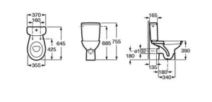 Set vas WC monobloc Roca Adele alb cu rezervor si capac soft close 37 x 64.5 cm - Img 2