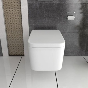 Set Vas WC PRO GEBERIT, Montaj Suspendat, Ceramica Sanitara, Vas WC CUBIC RIMLESS + Capac Soft-Close STANDARD Inclus + Cadru + Clapeta - Img 6