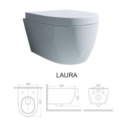 Set Vas WC PRO GEBERIT, Montaj Suspendat, Ceramica Sanitara, Vas WC LAURA RIMLESS + Capac Soft-Close STANDARD Inclus + Cadru + Clapeta - Img 13