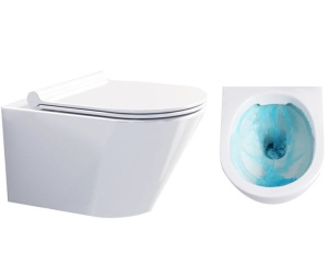 Set Vas WC PRO GEBERIT, Montaj Suspendat, Ceramica Sanitara, Vas WC SONET RIMLESS + Capac Soft-Close SLIM Inclus + Cadru + Clapeta - Img 2