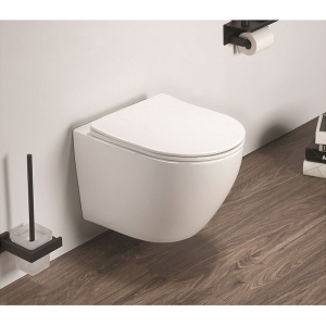 Set Vas WC PRO GROHE, Montaj Suspendat, Ceramica Sanitara, Vas WC VERA Alfonzo RIMLESS + Capac Soft-Close SLIM Inclus + Cadru + Clapeta - Img 2
