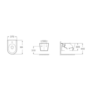 Set vas wc rimless cu capac softclose si bideu Fluminia Minerva negru mat - Img 6