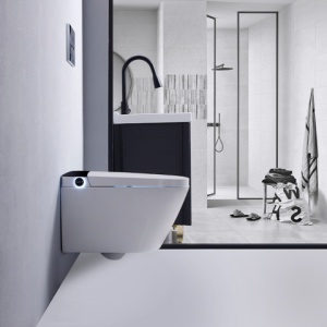 Set vas WC Smart ,cu functie bideu, Buton Crom, cadru inclus - Img 3