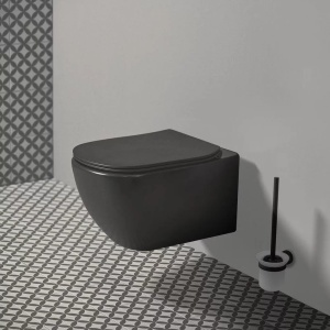 Set vas wc suspendat Ideal Standard Tesi Aquablade cu capac slim softclose negru mat Silk Black - Img 1