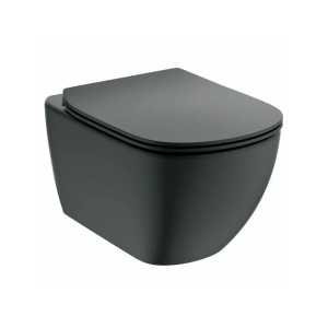 Set vas wc suspendat Ideal Standard Tesi Aquablade cu capac slim softclose negru mat Silk Black - Img 4