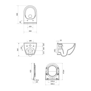 Set vas WC suspendat PRO CERSANIT ZEN 246 cu capac slim, softclose, alb - Img 4