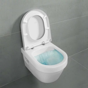 Set vas wc suspendat Villeroy & Boch Architectura cu capac soft close rezervor Geberit Duofix si clapeta Delta20 crom - Img 2