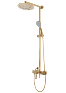 Sistem Complet De Dus REA ALDI GOLD, Montaj Pe Perete, Para Rotunda Tip Ploaie 25x25 Cm, 3 Functii De Curgere A Apei, Finisaj Auriu - Img 7