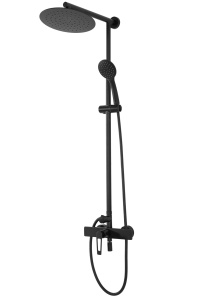 Sistem Complet De Dus REA ALDI, Montaj Pe Perete, Para Rotunda Tip Ploaie 25x25 Cm, 3 Functii De Curgere A Apei, Finisaj Negru Mat - Img 2