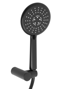Sistem Complet De Dus REA HYPER BLACK MATT + BOX, Montaj In Perete, Para Rotunda Tip Ploaie 25x25 Cm, 2 Functii De Curgere A Apei, Auriu - Img 7