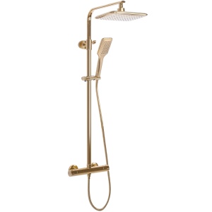 Sistem Complet De Dus REA TOM Montaj Pe Perete, Para Dreptunghiulara Tip Ploaie 25 x 17 Cm, 2 Functii De Curgere A Apei, Inaltime 120 cm, Auriu - Img 6