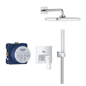 Sistem de dus incastrat Grohe Eurocube cu palarie Tempesta Cube 250, crom - Img 2