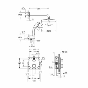 Sistem de dus incastrat Grohe Precision Trend crom lucios - Img 2