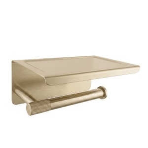 Suport pentru hârtie igienică cu poliță Rea 6613 Modern Gold Brush