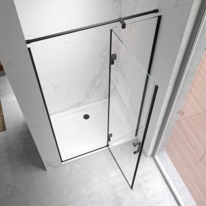 Usa de dus batanta pentru nisa KZ17F-BL negru 120 x 195 cm sticla 6 mm - Img 5