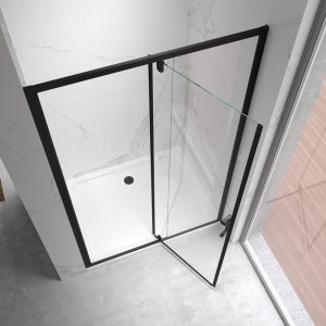 Usa de dus batanta pentru nisa KZ19D negru mat 100 x 195 cm sticla 6 mm - Img 4