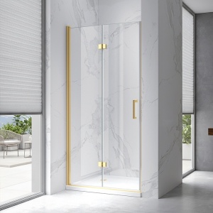 Usa de dus batanta pentru nisa ZES-KZ21B-GL-80 auriu 80 x 195 cm sticla 6 mm - Img 2