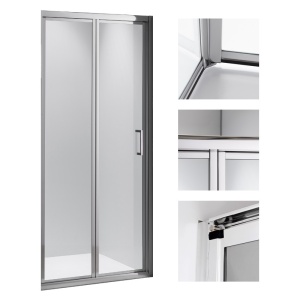 Usa de dus pliabila din sticla securizata 5mm grosime cu rame cromate SH09A, 80 x 195 cm - Img 12