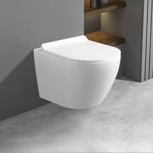 Vas de toaleta suspendat Mizu White 01, rimless cu capac din duroplast cu softclose - Img 2