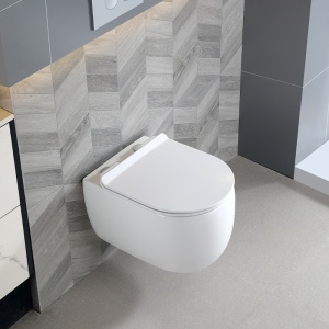 Vas de toaleta suspendat Tornado Lake White, rimless cu capac din duroplast si softclose - Img 4