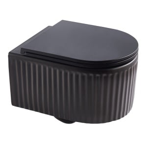 Vas de toaleta WS-W02L-CBK-M suspendat cu caneluri, Negru, dimensiune 49X35.5X31CM