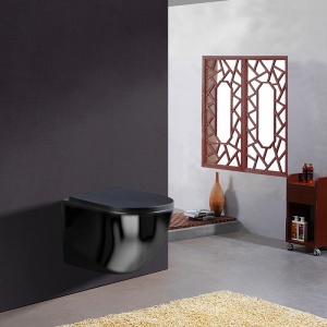 Vas toaleta WC suspendat Tornado Flower Black cu capac din duroplast si softclose - Img 6