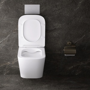 Vas WC suspendat Aqua White 02, rimless cu capac din duroplast si inchidere softclose - Img 4