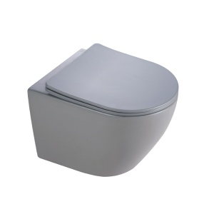 Vas WC suspendat Flow Tornado Grey Matt, rimless cu capac soft close duroplast