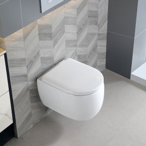 Vas WC suspendat Lake Tornado White Glossy, rimless cu capac softclose - Img 4