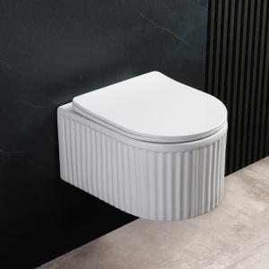 Vas WC suspendat LUMA Alb lucios , Model Canelat, cu capac SoftClose Inclus - Img 8