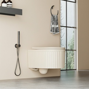 Vas WC suspendat Luma Cappuccino rimless si cu capac soft close - Img 6