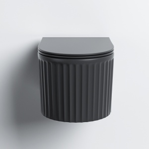 Vas WC suspendat LUMA Negru Mat, Model Canelat, cu capac SoftClose Inclus - Img 3