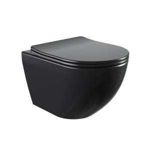 Vas WC suspendat Nero Black cu sistem tornado, rimless si capac cu softclose