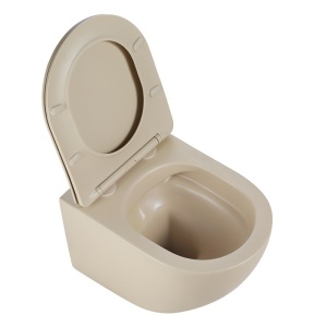 Vas WC suspendat Peak Cappuccino rimless cu capac soft close duroplast - Img 4