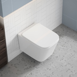 Vas WC suspendat Rain White Glossy, rimless cu capac softclose - Img 16