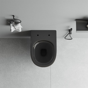 Vas wc suspendat Skal Tornado negru lucios cu model si capac soft close - Img 12