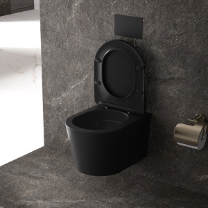 Vas wc suspendat Tornado Elite Black Matt, rimless cu capac din duroplast cu softclose - Img 3